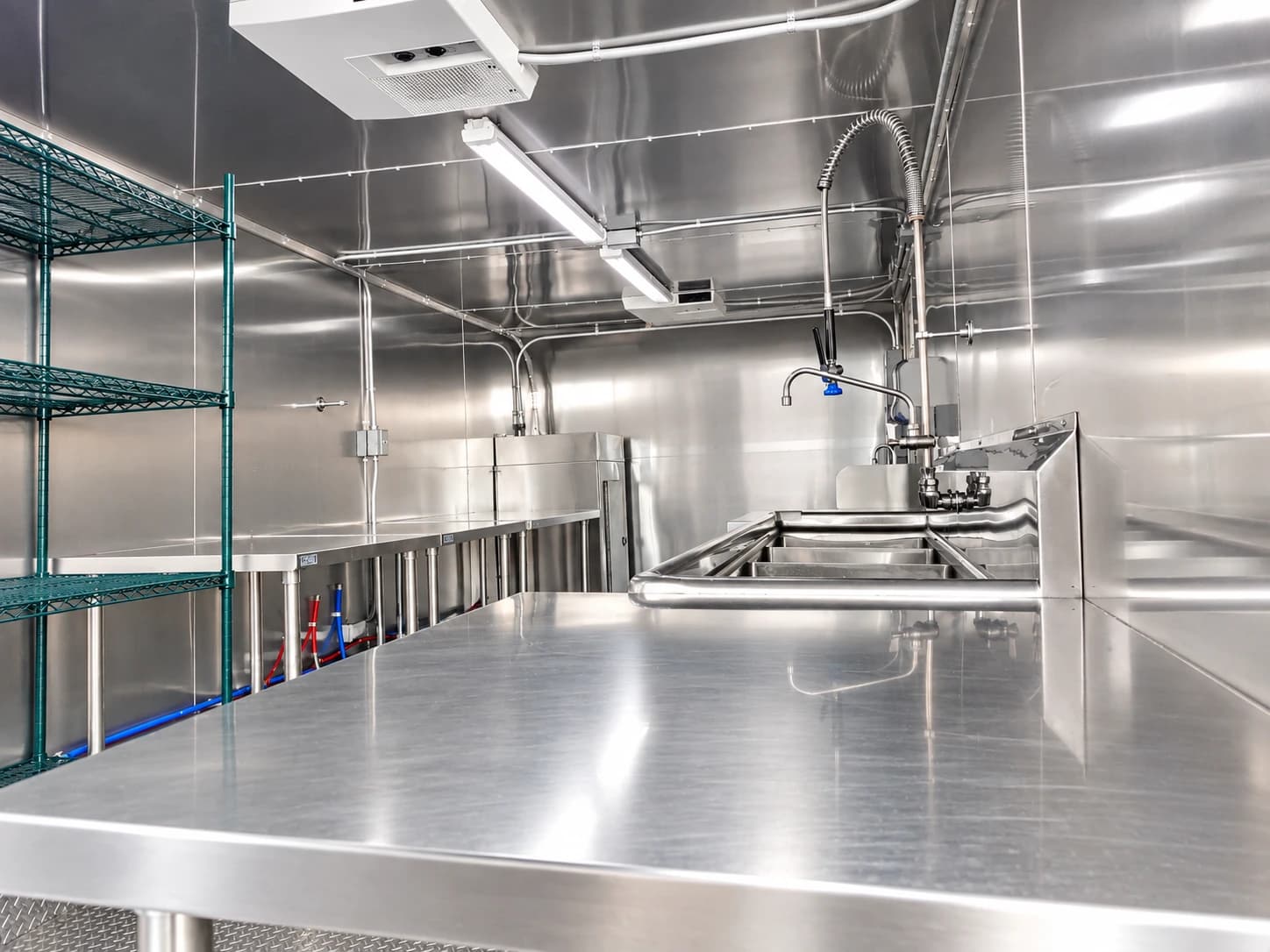 Commercial dish trailer stainless workstation.